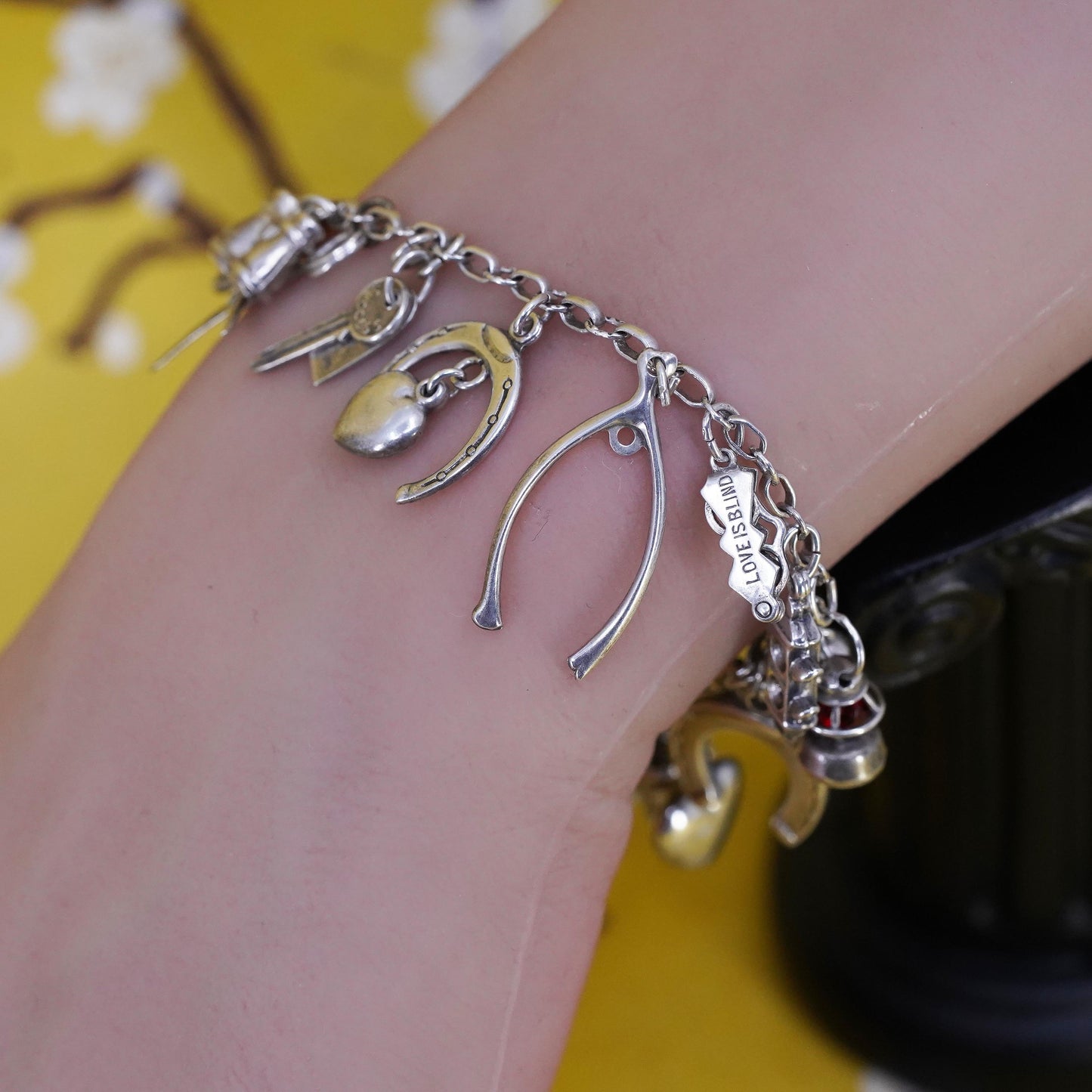 6.5”, Sterling silver horse riding lover bracelet, 925 silver chain 20 charms