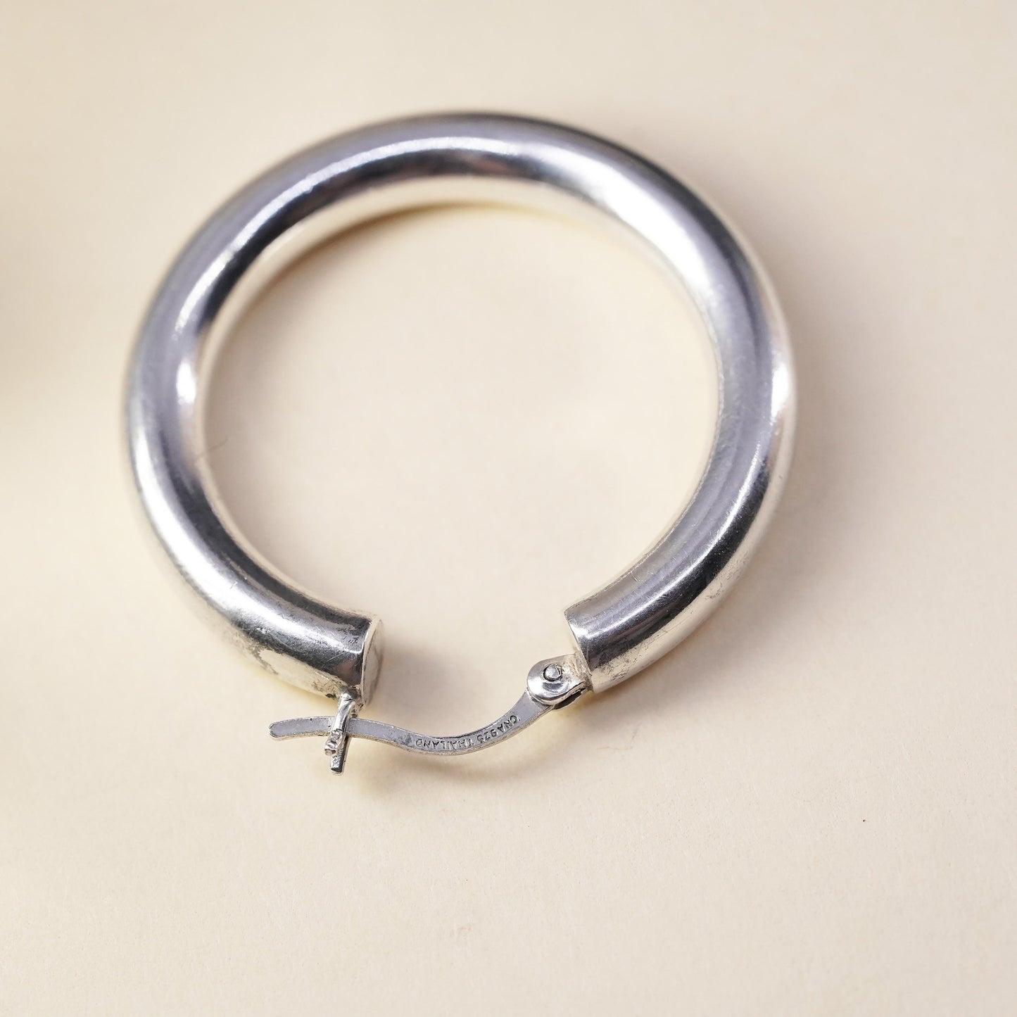 1.25", VTG sterling silver loop single earring, bold minimalist primitive hoop