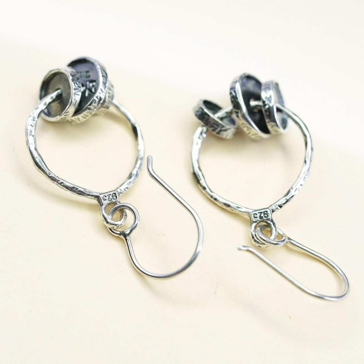 Vintage PZ Paz Israel Sterling Silver 925 hammered textured disc earrings beads