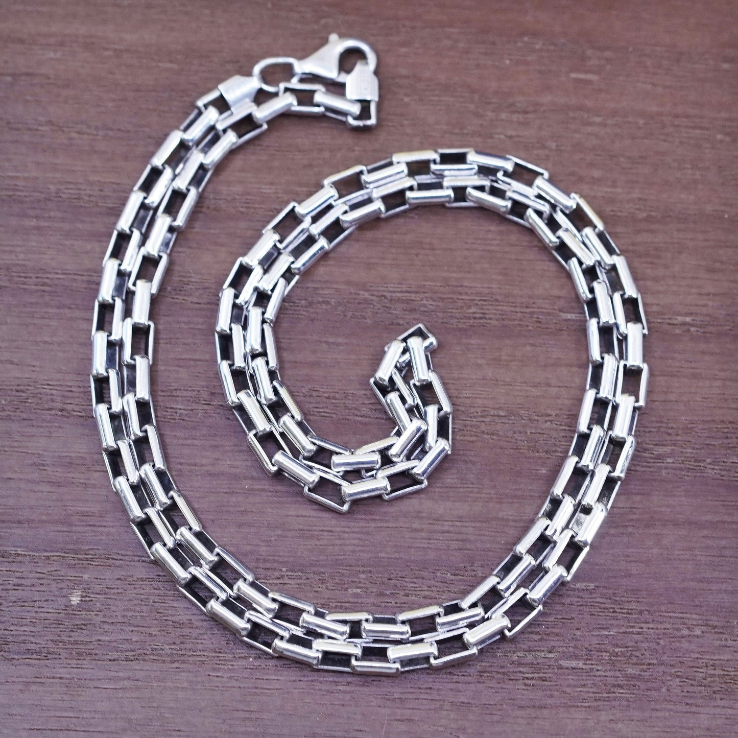 24” 4mm, vintage AGI Italian sterling silver bold elongated chain, 925 necklace