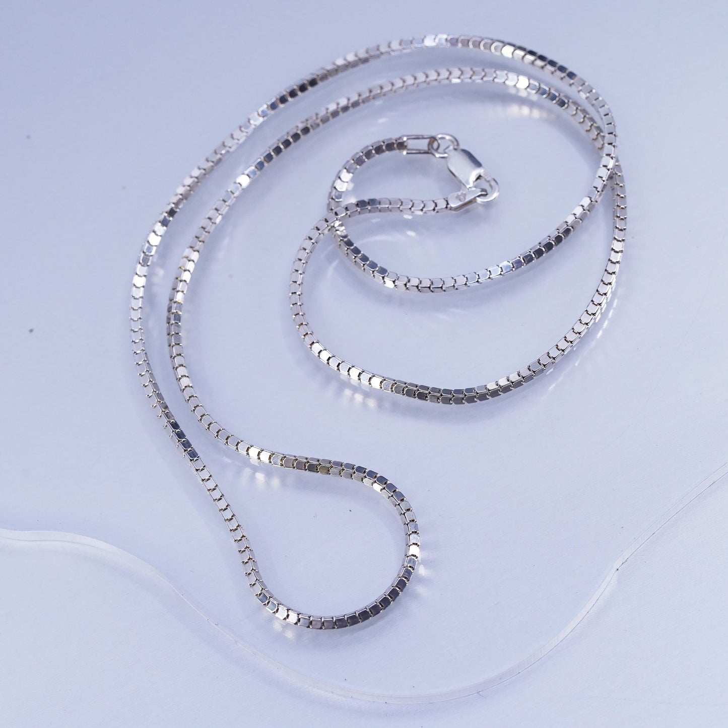 20” 2mm, vintage Italian Sterling 925 silver handmade box chain necklace