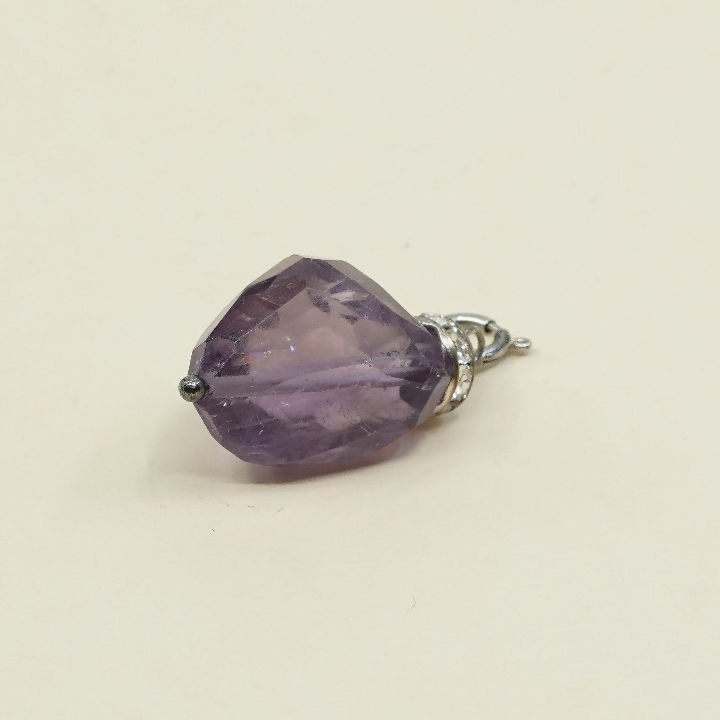 VTG Sterling 925 silver handmade pendant, nugget amethyst and Swarovski crystal