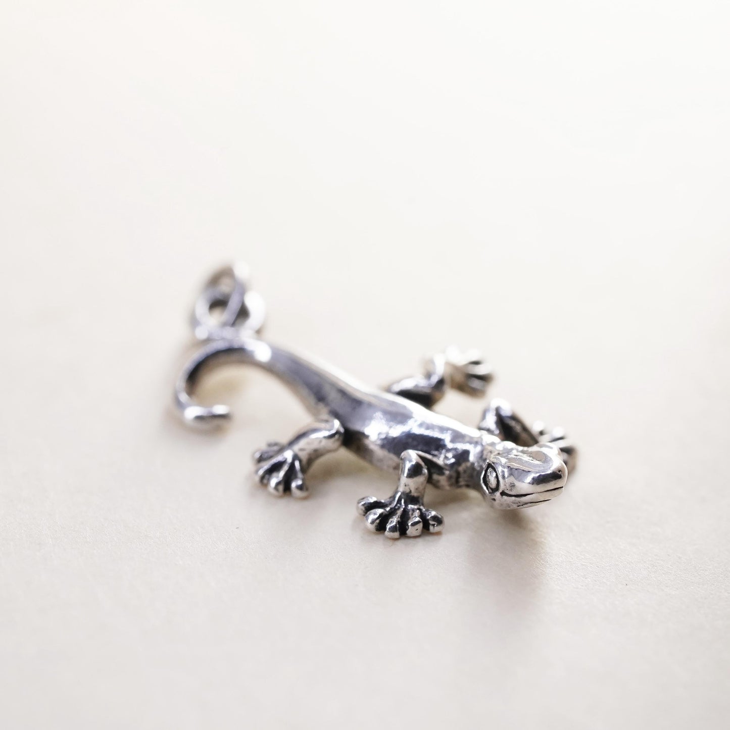 Vintage sterling silver charm, 925 handmade lizard pendant