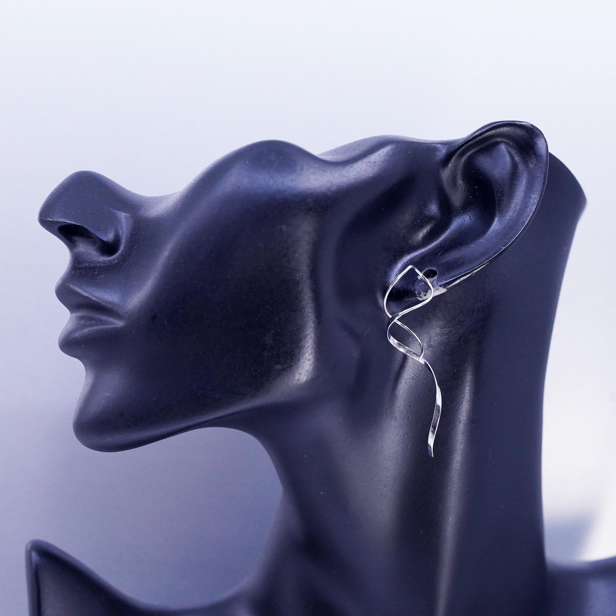 Vintage Sterling 925 silver handmade twisted earrings drops