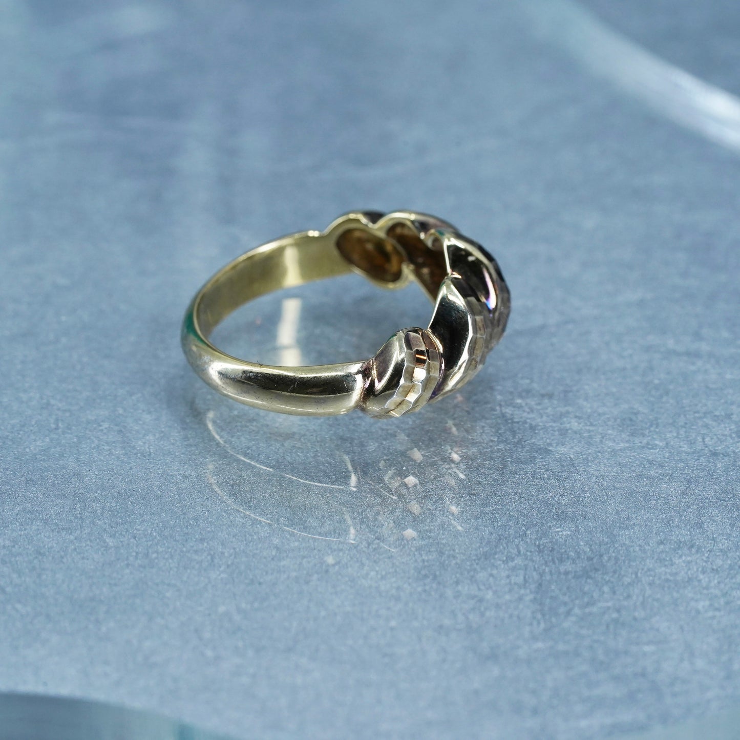 Size 7, vtg Italian Itaor vermeil gold filled Sterling 925 silver textured ring