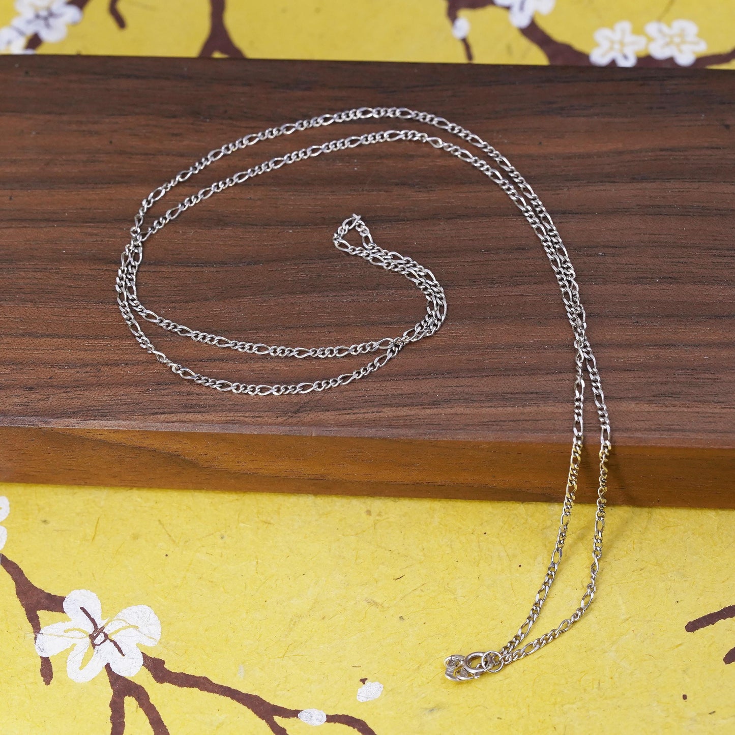 21” 2mm, vintage Sterling silver figaro chain, Italy 925 necklace