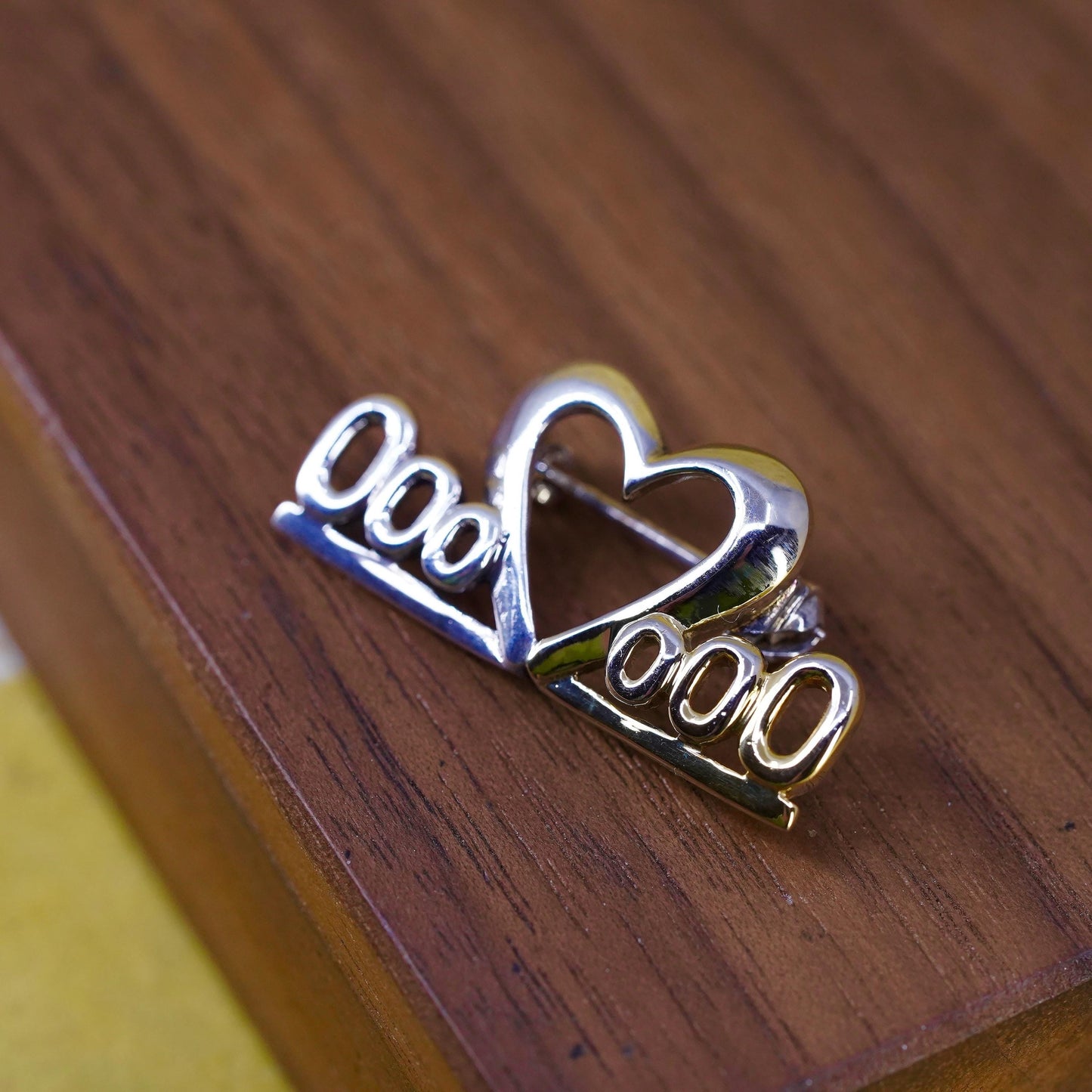 Vintage handmade sterling 925 silver heart brooch