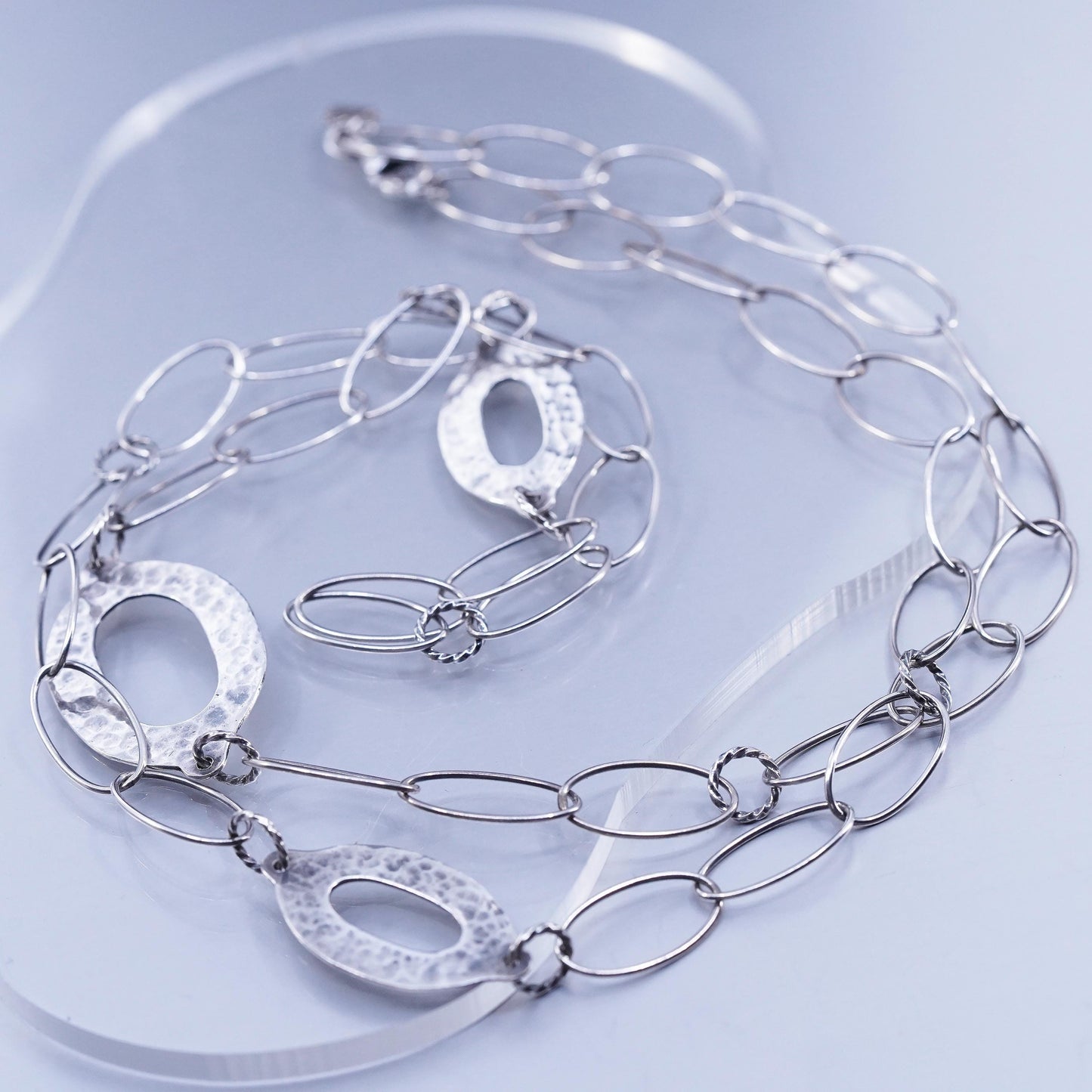35”, Silpada N1506 925 Sterling Silver Oxidized Hammered extra long Necklace