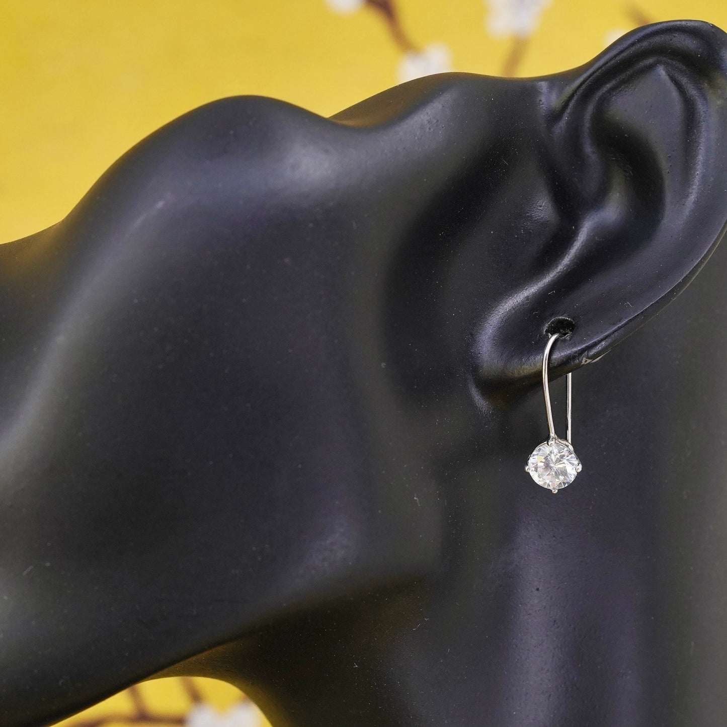Vintage Sterling 925 silver handmade earrings with circle cut CZ