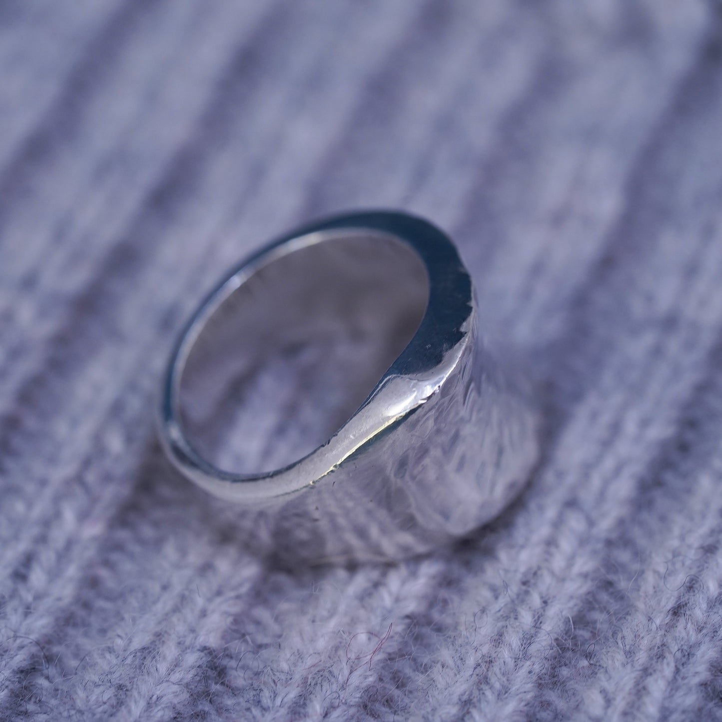 Size 6, mexico Sterling silver handmade ring, modern hammered 925 wide band
