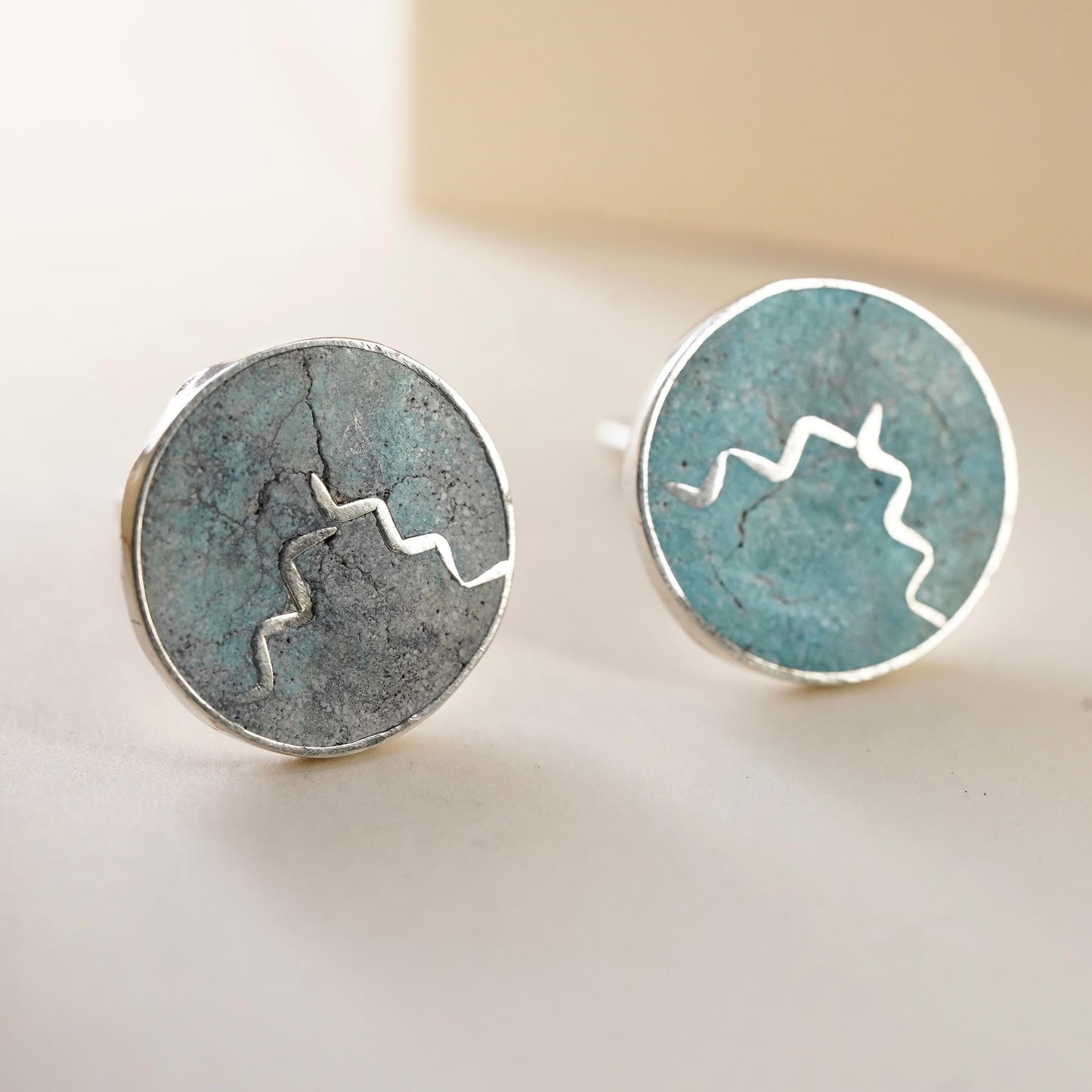 Southwestern Taxco Mexican sterling silver cuff links, 925 cufflinks turquoise