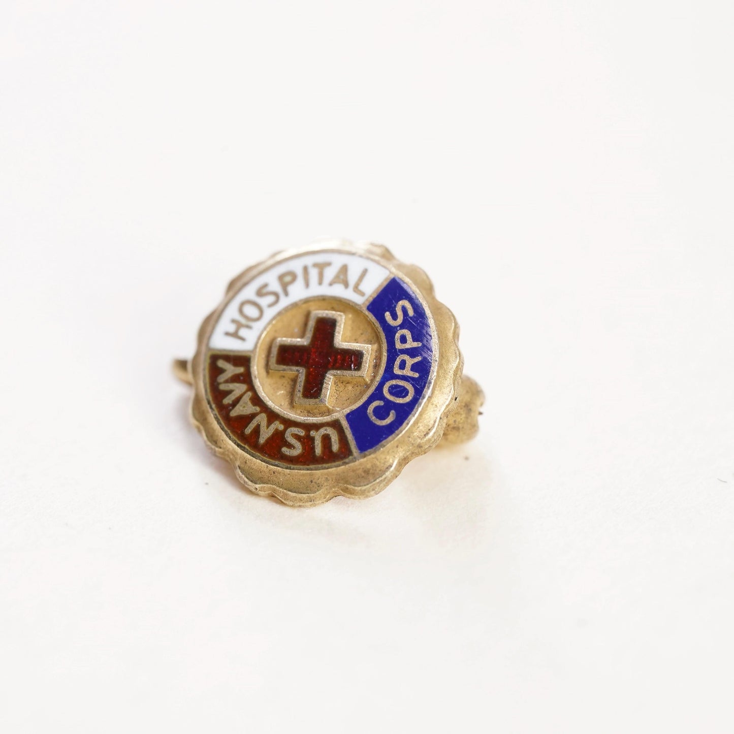 U.S. Navy Hospital Corps Lapel Pin, gold sterling silver 925 Cross Military