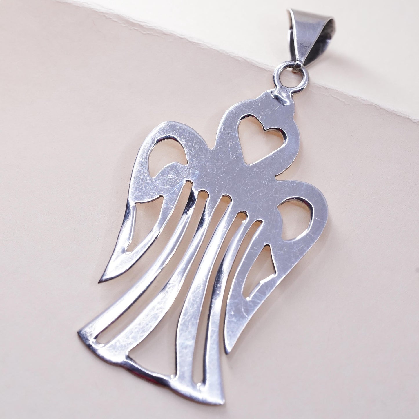 Vintage Mexican Sterling silver handmade angel pendant, 925 charm