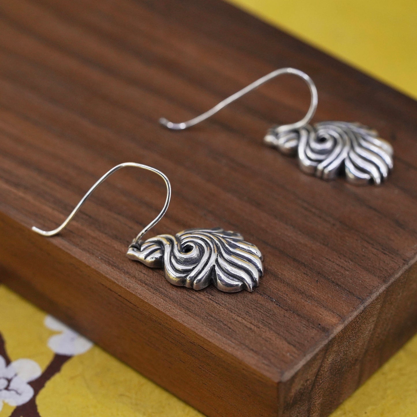 Vintage Sterling silver handmade earrings, 925 sprial dangle