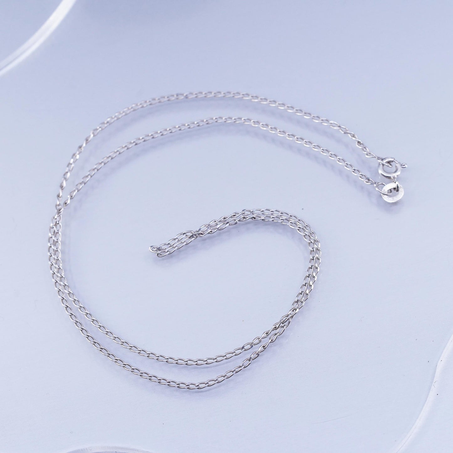 18” 1.6mm, vintage Italian Sterling 925 silver curb chain necklace