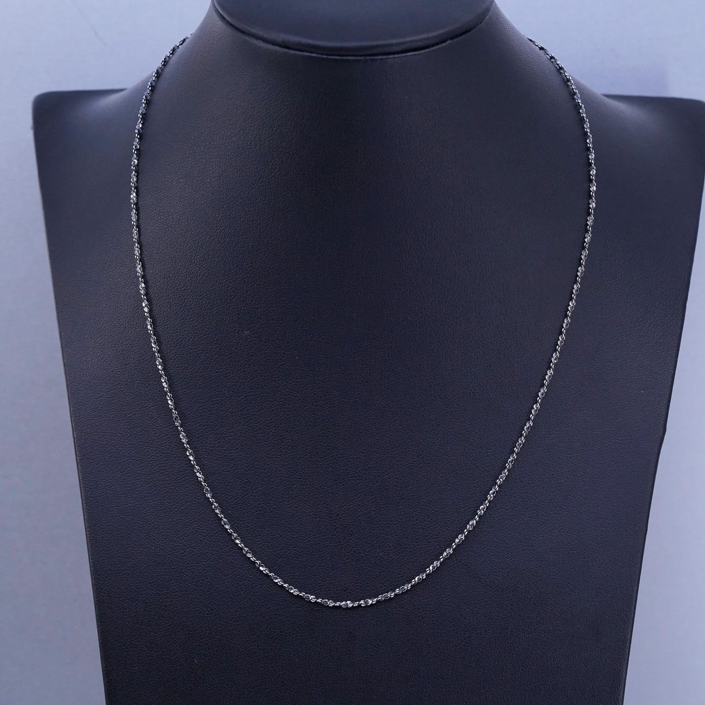 18” 1mm, vintage Italy Sterling 925 silver twisted s link chain necklace