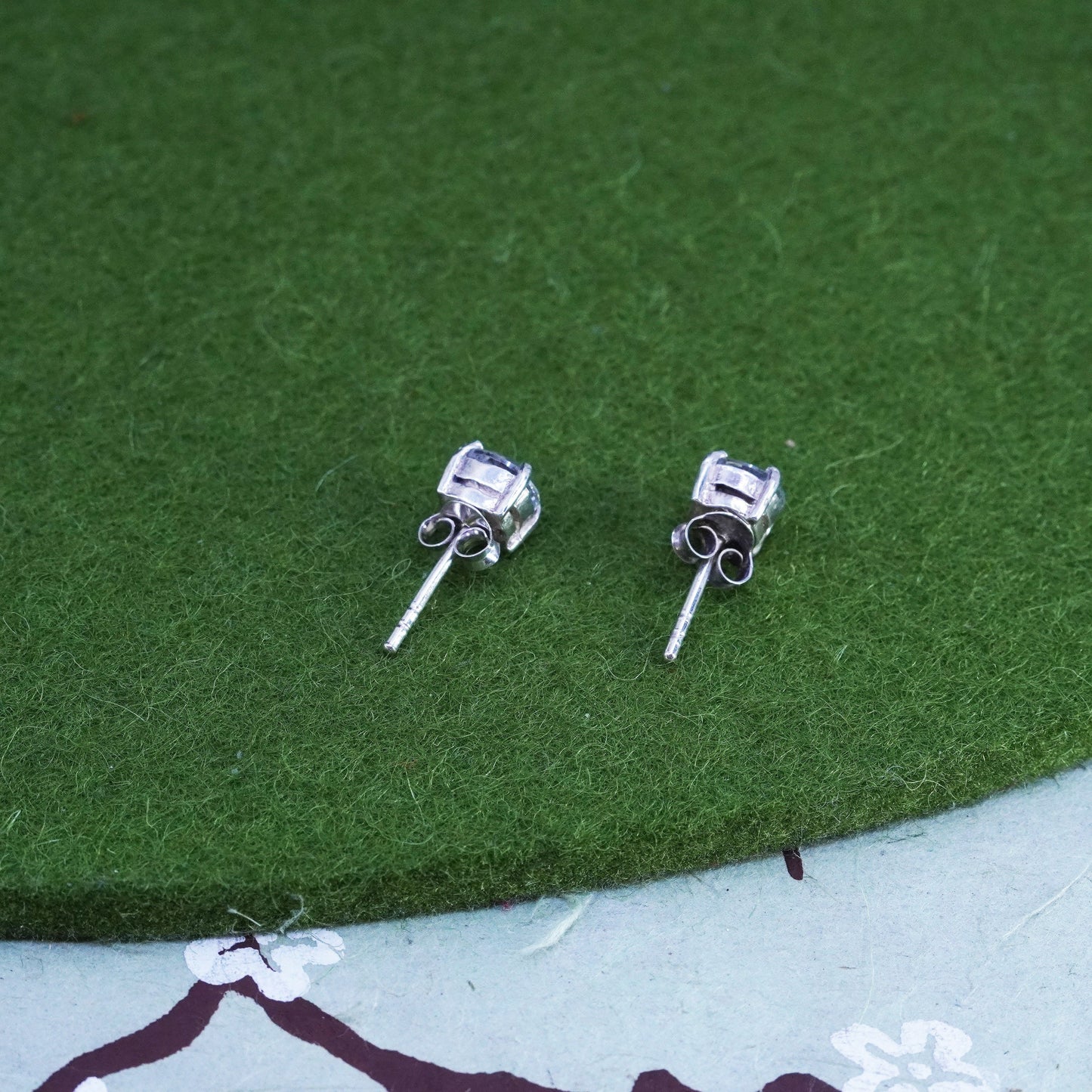 6mm, Vintage sterling silver genuine cz studs, fashion minimalist earrings
