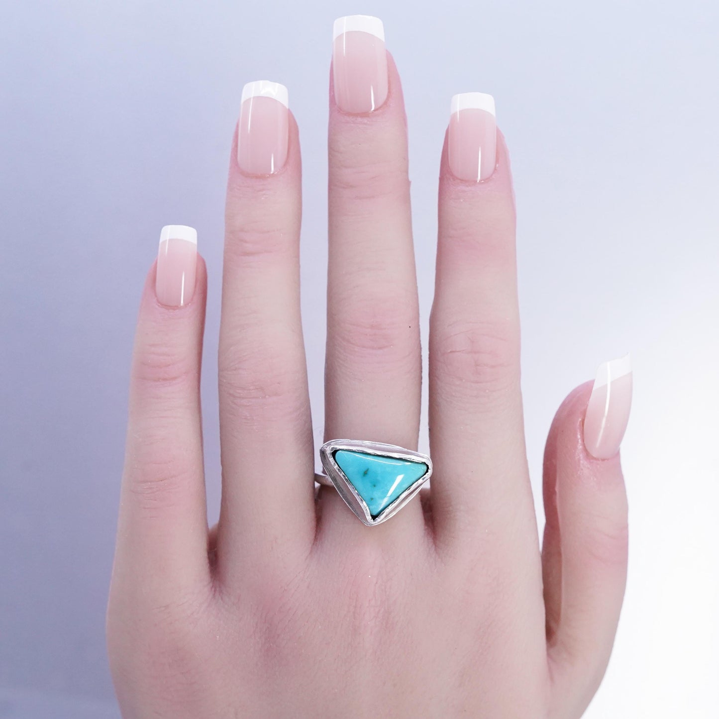 Size 6.25, vintage southwestern Sterling 925 silver ring triangular turquoise