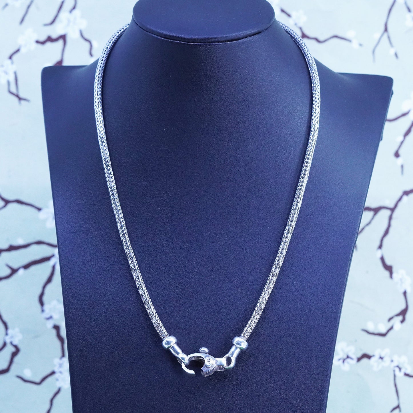 19", 5mm, Vintage De sterling silver bold wheat chain, 925 necklace