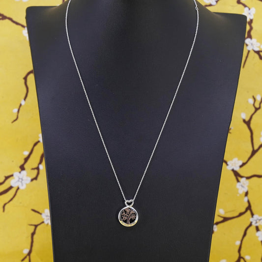 16+2” two tone Sterling silver necklace, 925 family tree pendant my family love