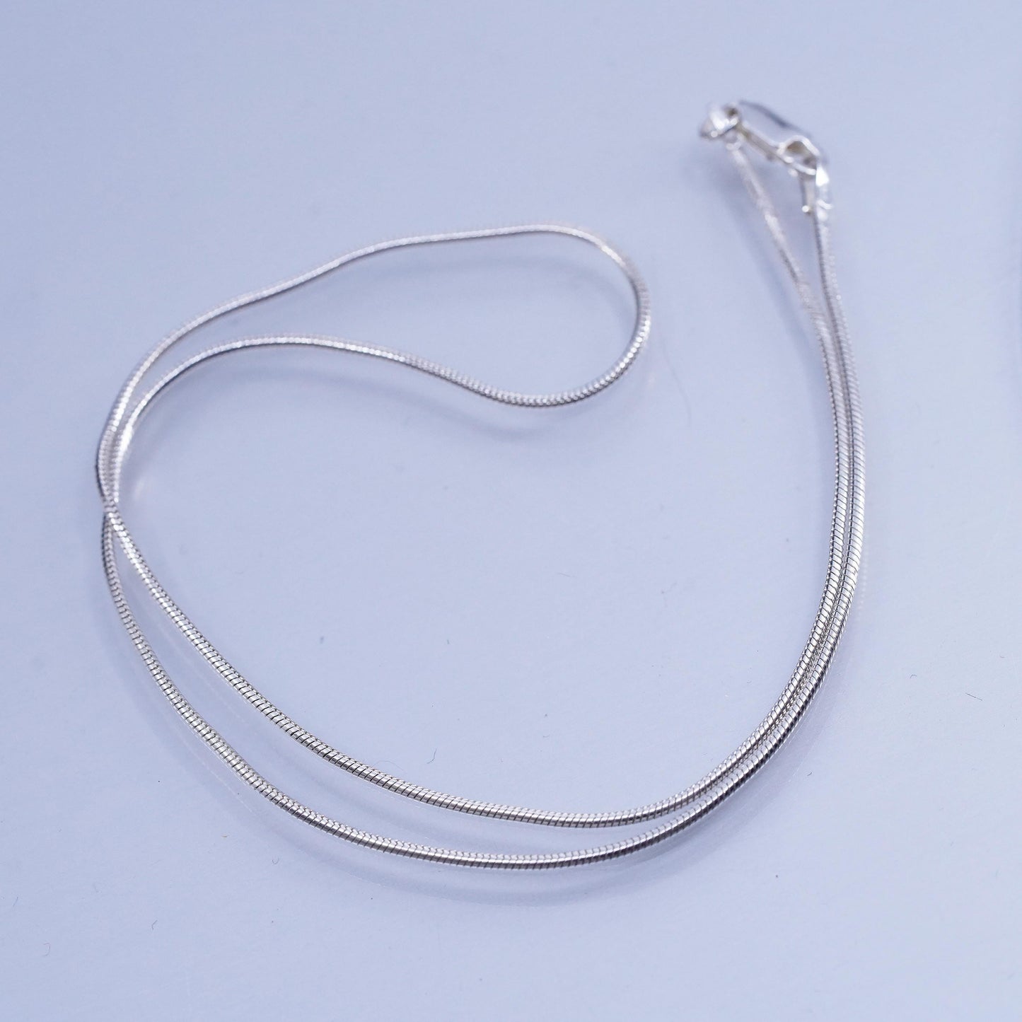 16” 1mm, vintage Sterling 925 silver square snake chain necklace