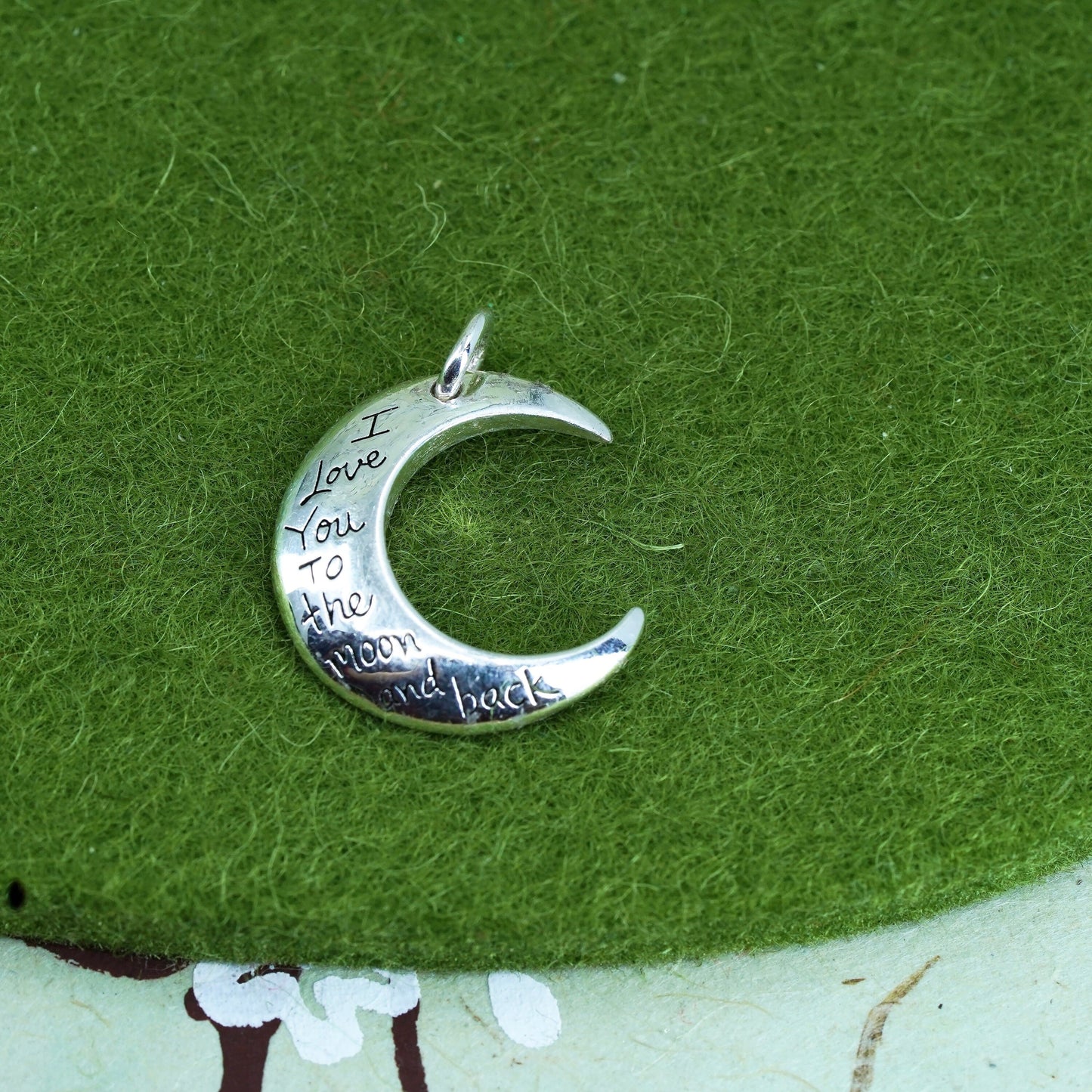 Sterling silver charm, 925 pendant engraved “I love you to the moon & back”