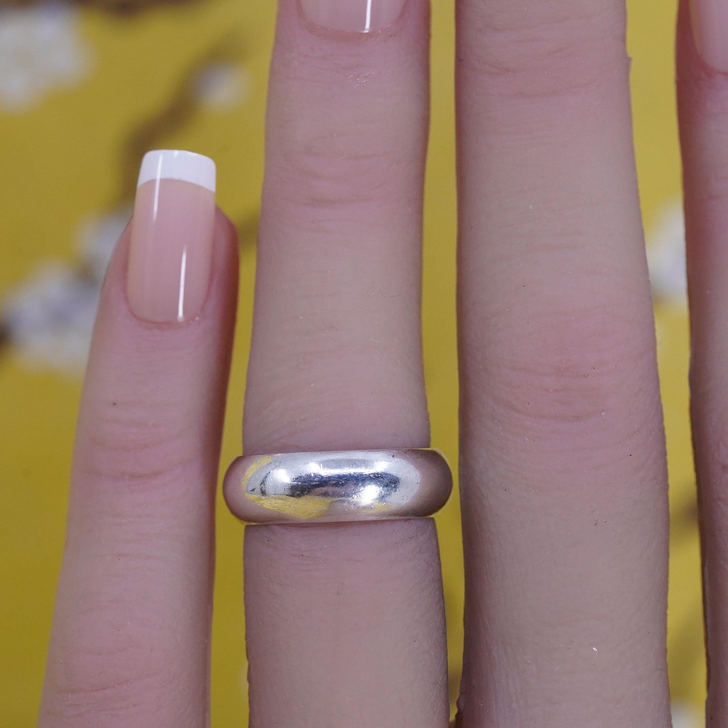 Size 5, vintage southwestern sterling silver handmade ring, 925 wedding band