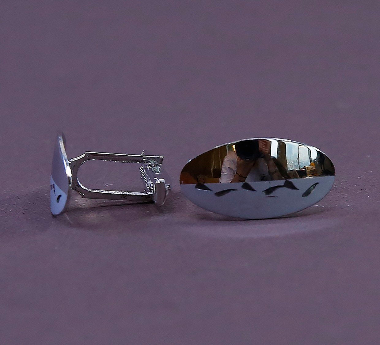 Vintage mid century sterling silver cufflink, Solid 925 silver cuff link with half matt surface, stamped sterling