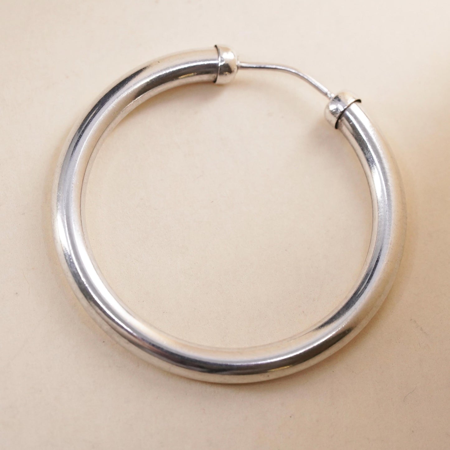 1.25", Vintage sterling silver single earring, bold minimalist primitive hoop