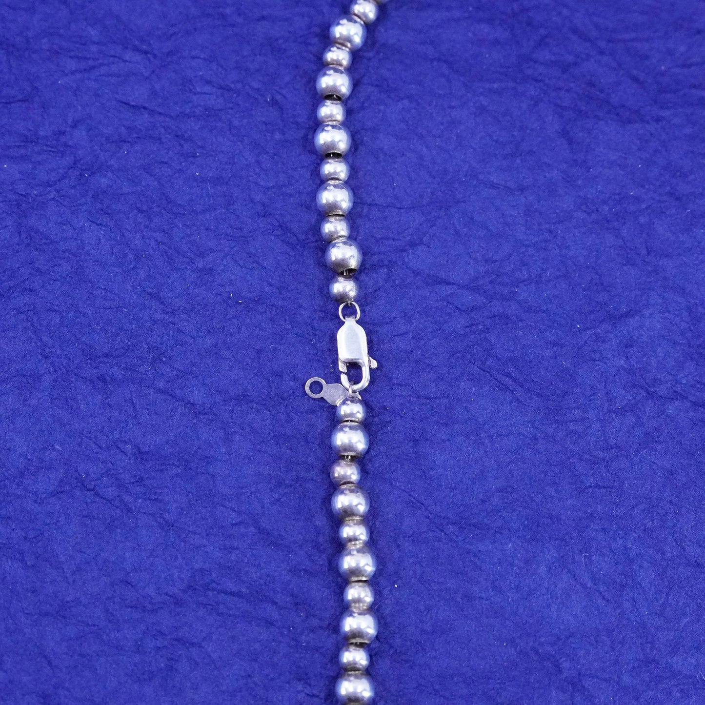 18”, vintage Sterling silver handmade necklace, 925 graduated beaded chain