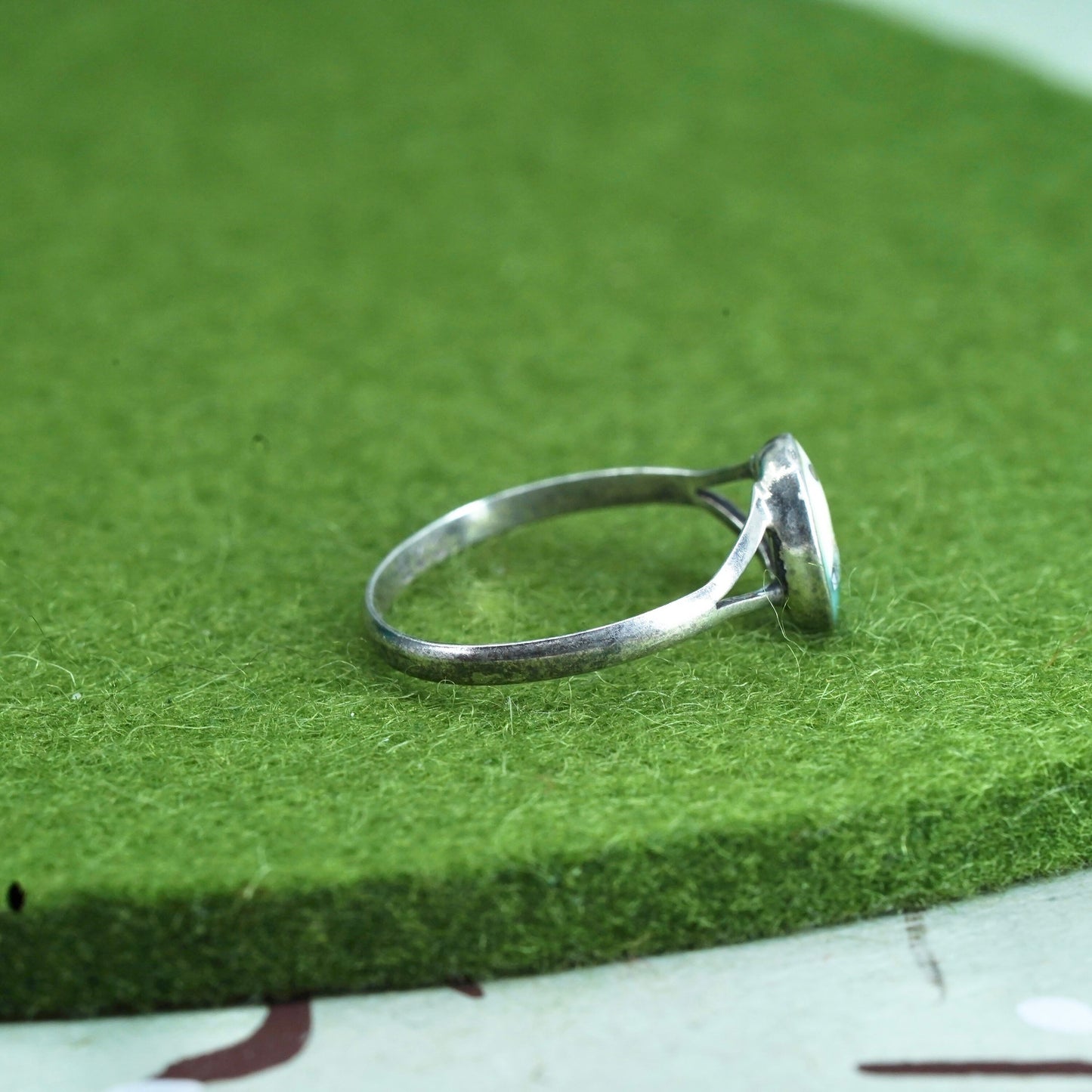 Size 6.75, Mexican Sterling silver ring, 925 silver stackable band landscape
