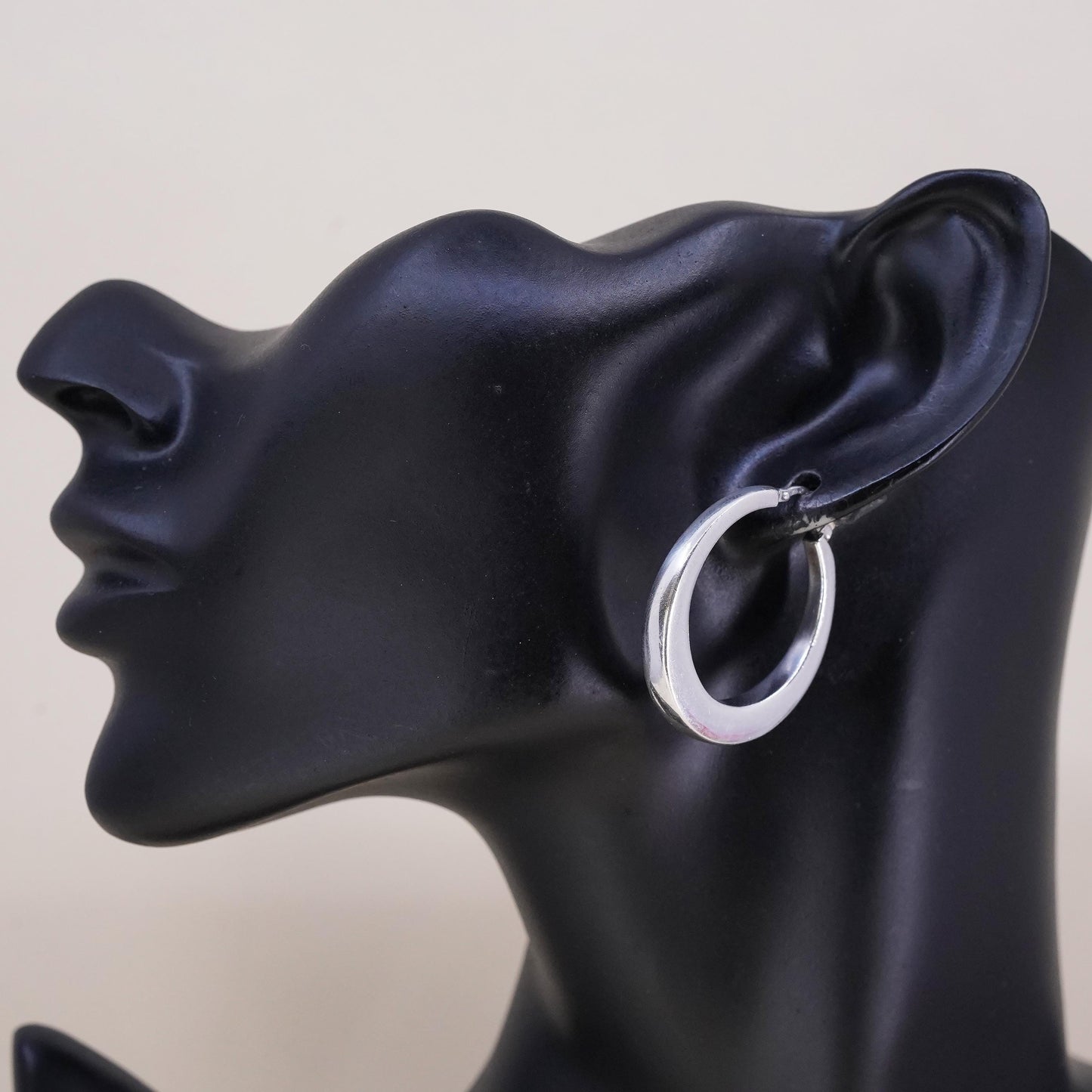 1.25", Vintage Italian Milor sterling silver 950 single 1 earring, square hoop
