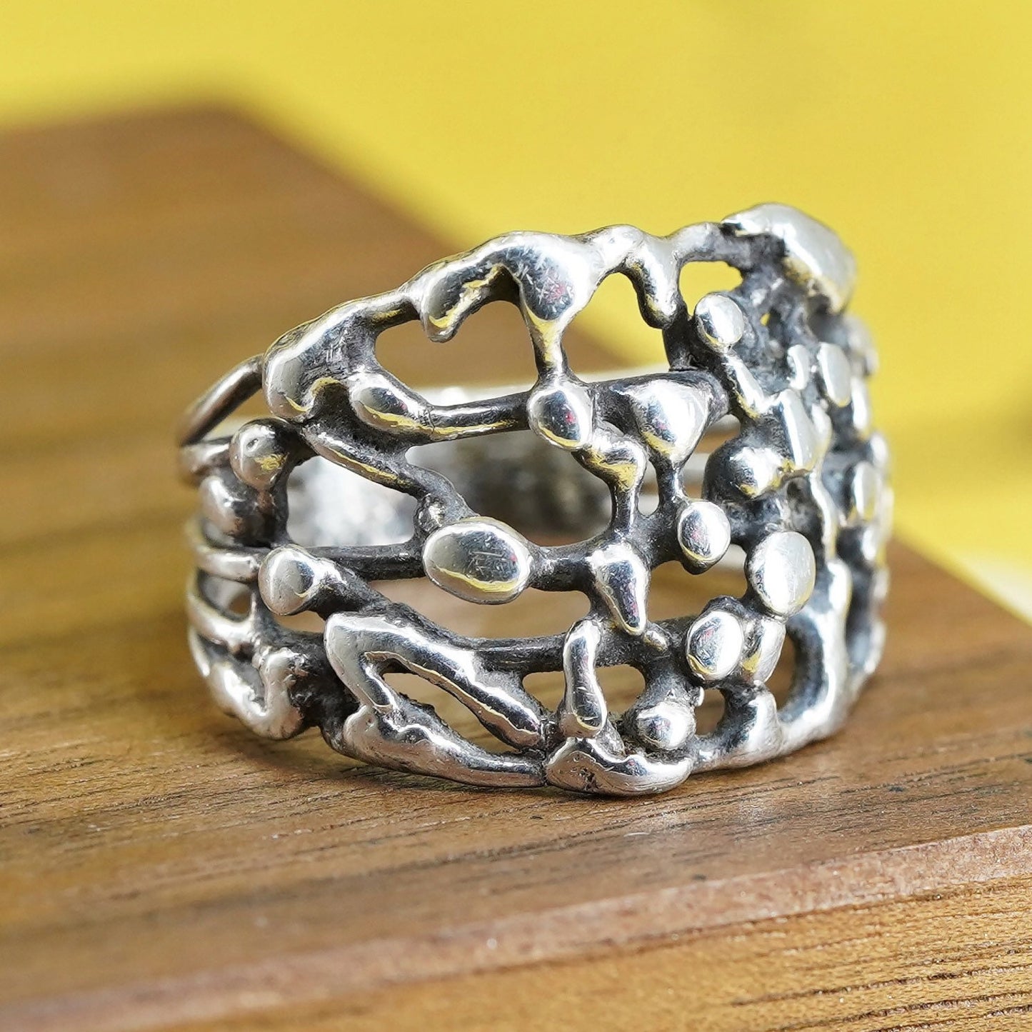 Size 5, vintage Sterling 925 silver handmade ring, filigree band
