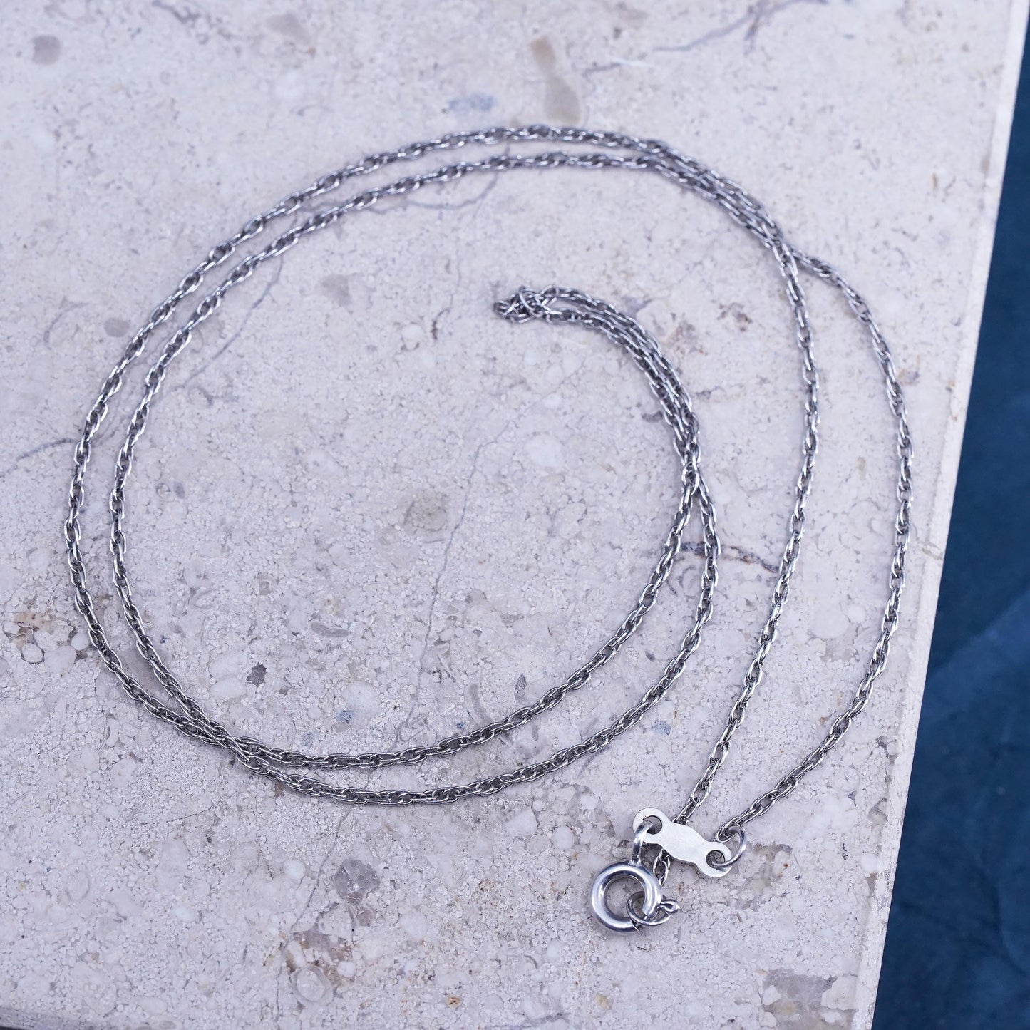 18”, 1mm, vintage Sterling silver necklace, 925 Singapore rope chain
