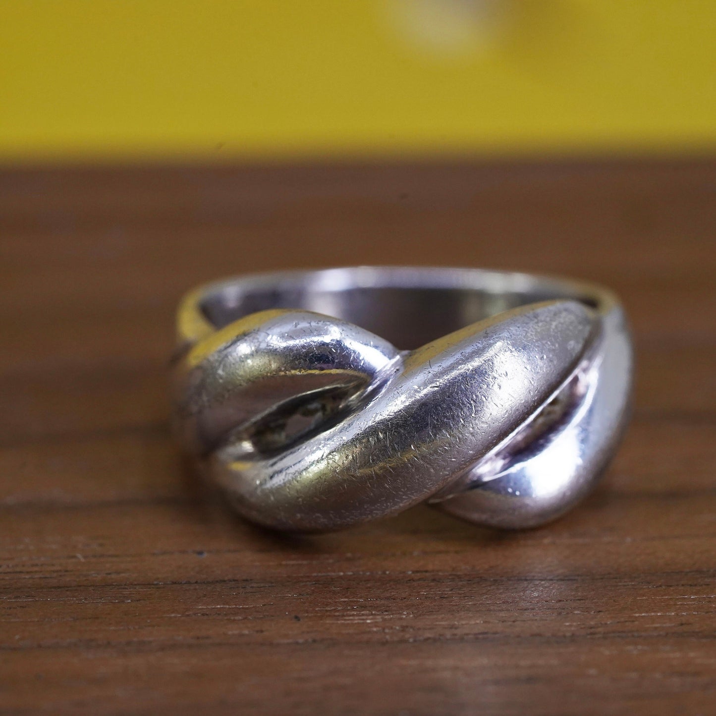 Size 7, Sterling silver handmade ring, 925 ribbed band, minimalist, modernist