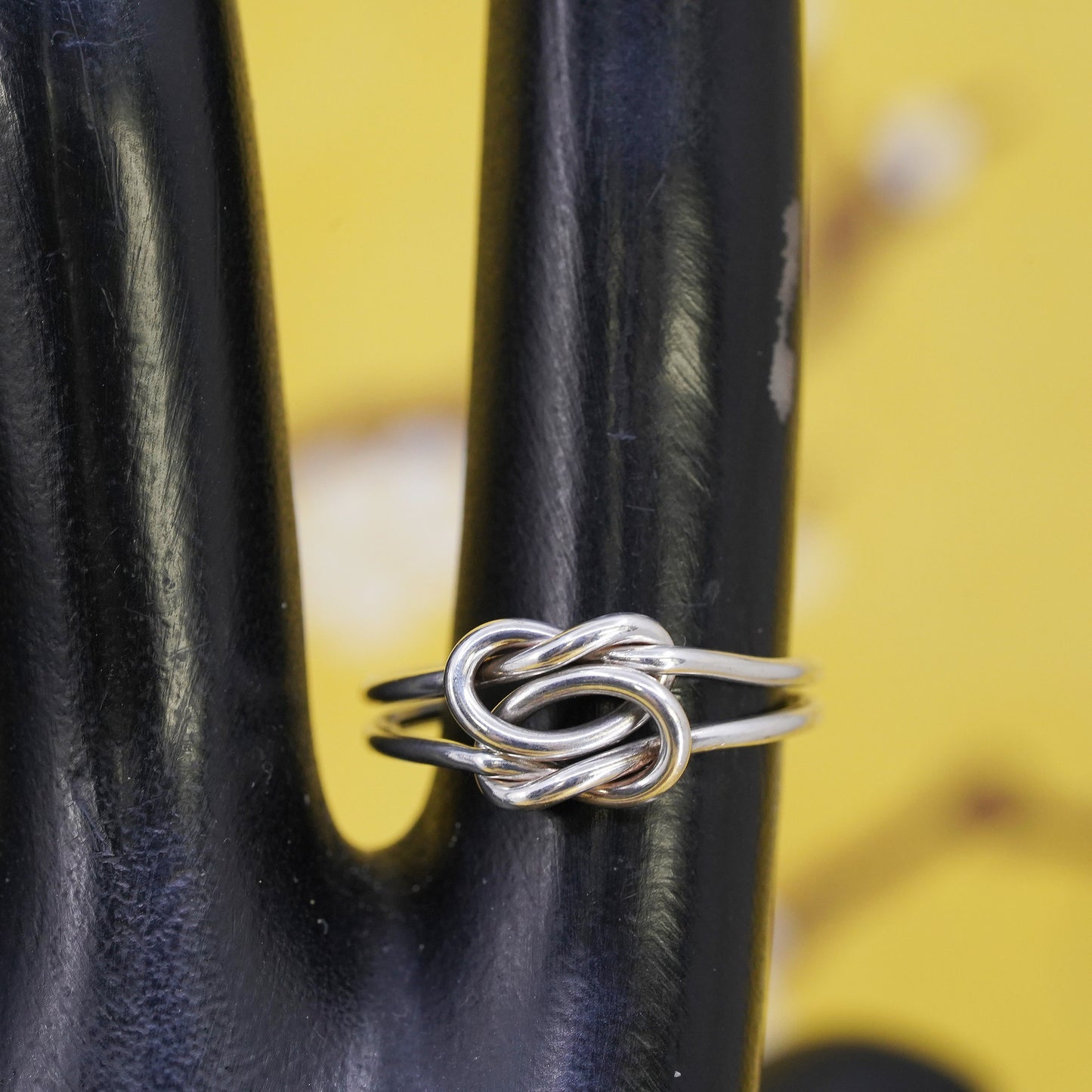 Size 6.5, vintage Sterling silver handmade ring, 925 double knitted heart band