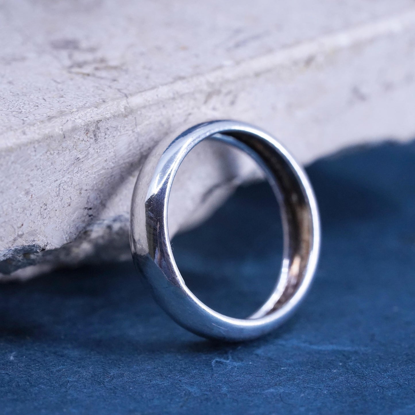 Size 7.5 vintage Sterling silver handmade ring, 925 wedding band