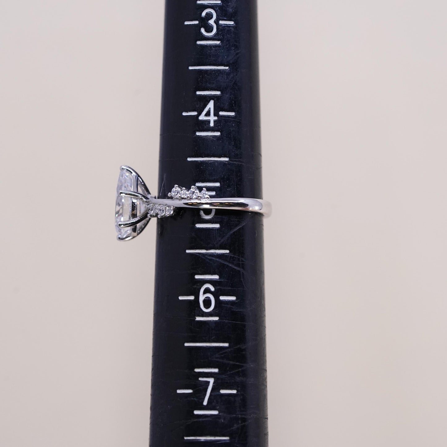 Size 5, Sterling silver ring, 925 silver with teardrop cut cz, engagement ring