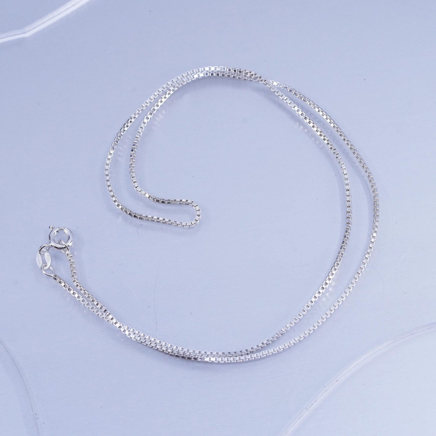 18” 1mm, vintage Italy 925 silver box chain necklace