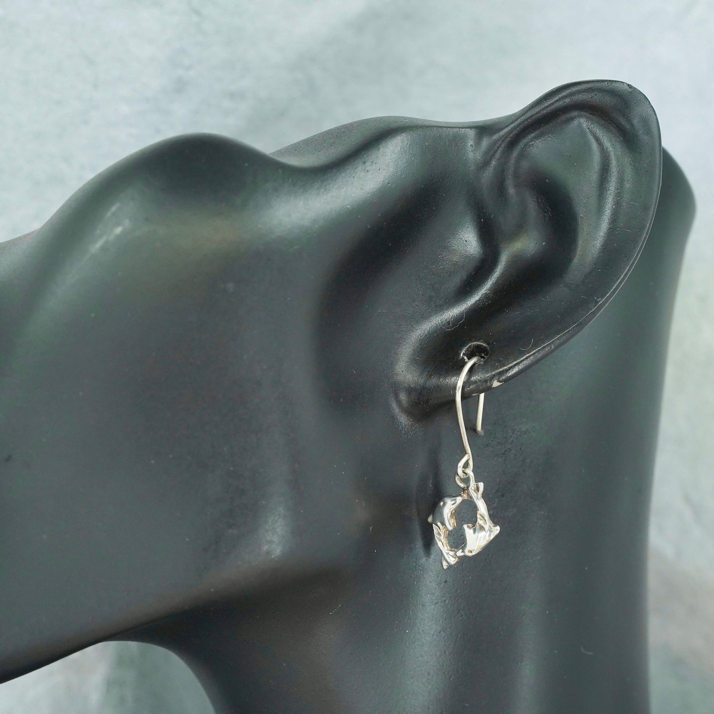 Vintage Sterling 925 silver handmade dolphin earrings