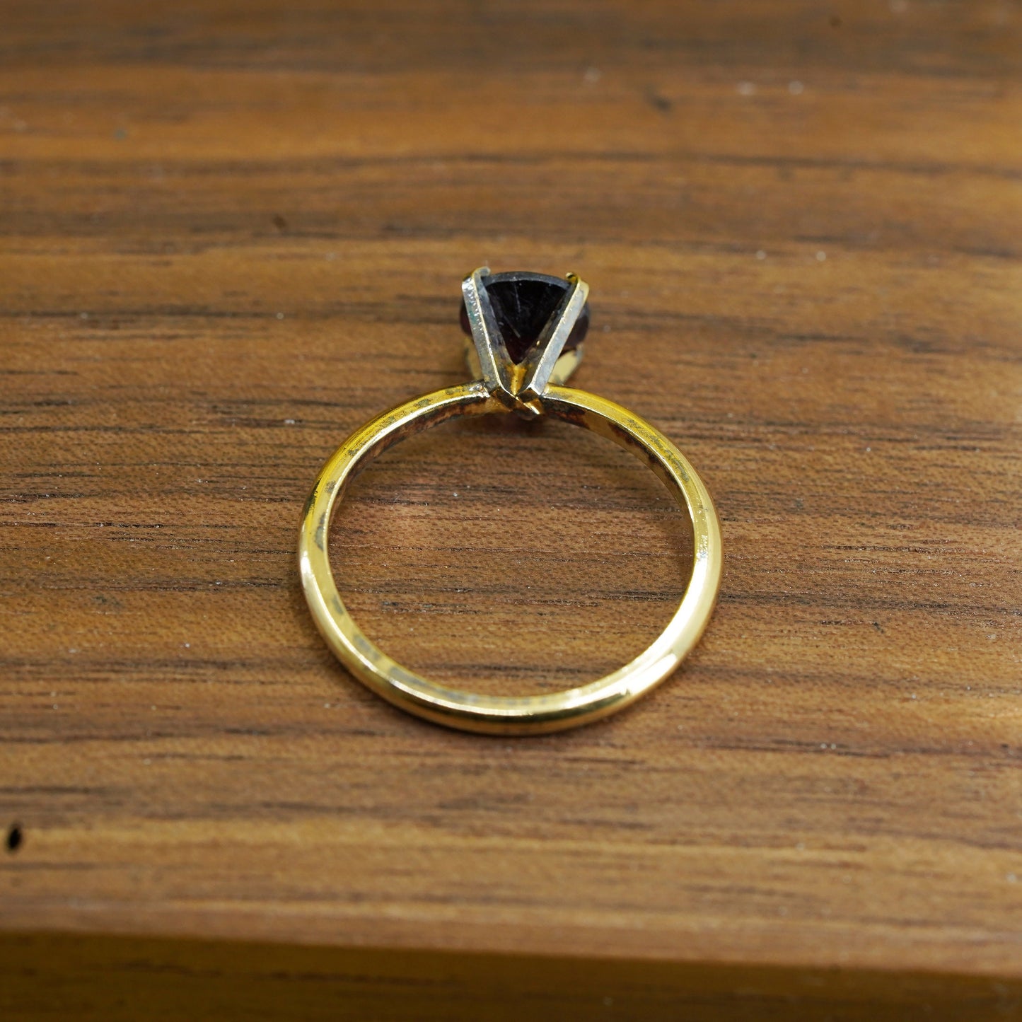 Size 9, vintage vermeil gold over Sterling silver 925 handmade ring with ruby