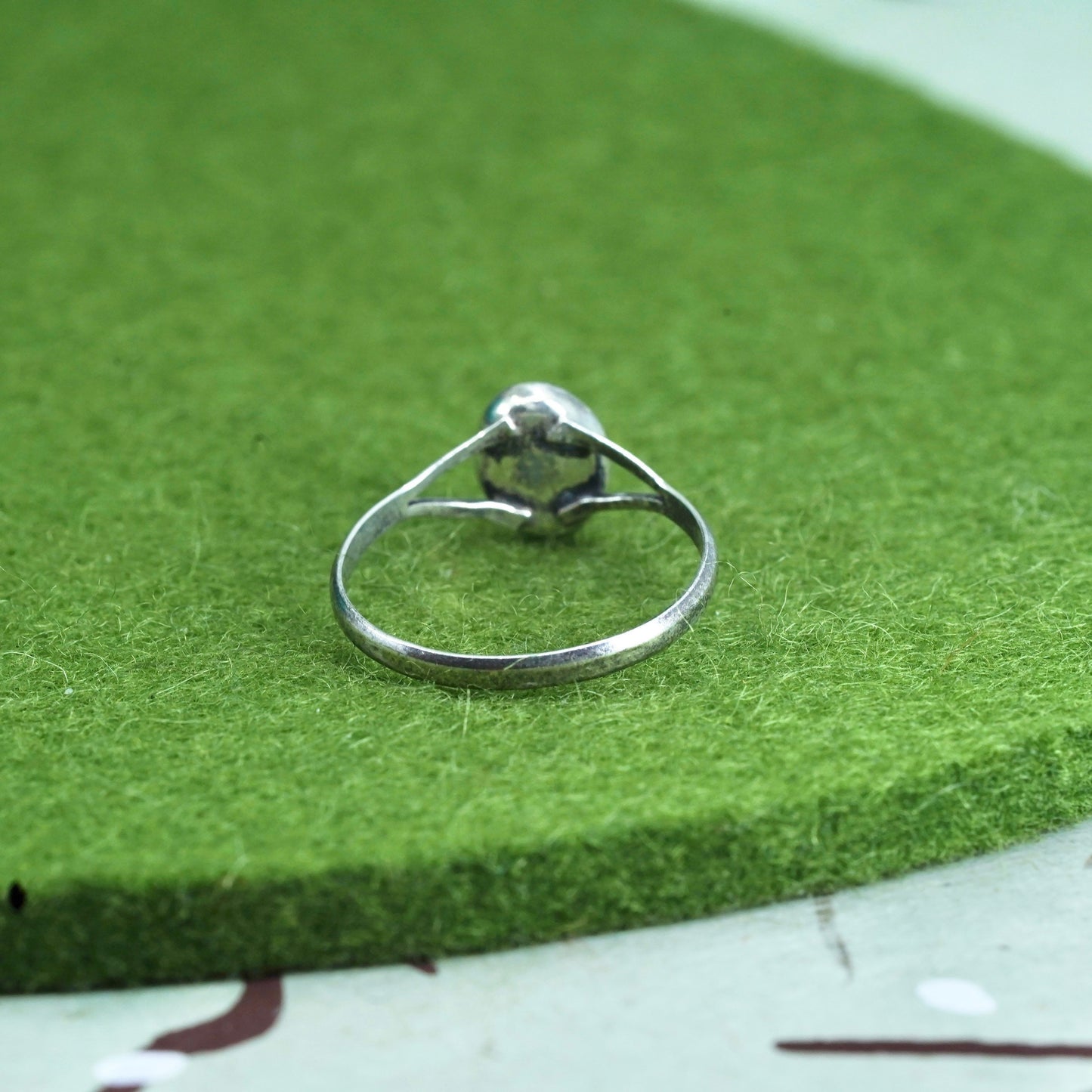 Size 6.75, Mexican Sterling silver ring, 925 silver stackable band landscape