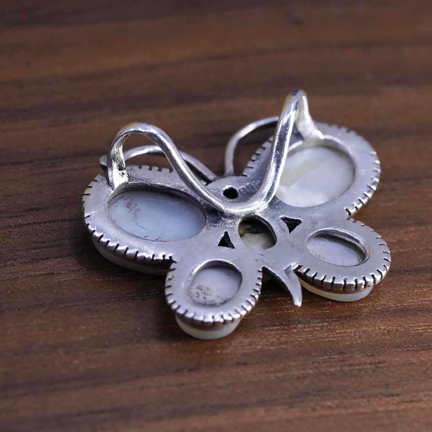 VTG southwestern Sterling 925 silver butterfly charm pendant mother of pearl