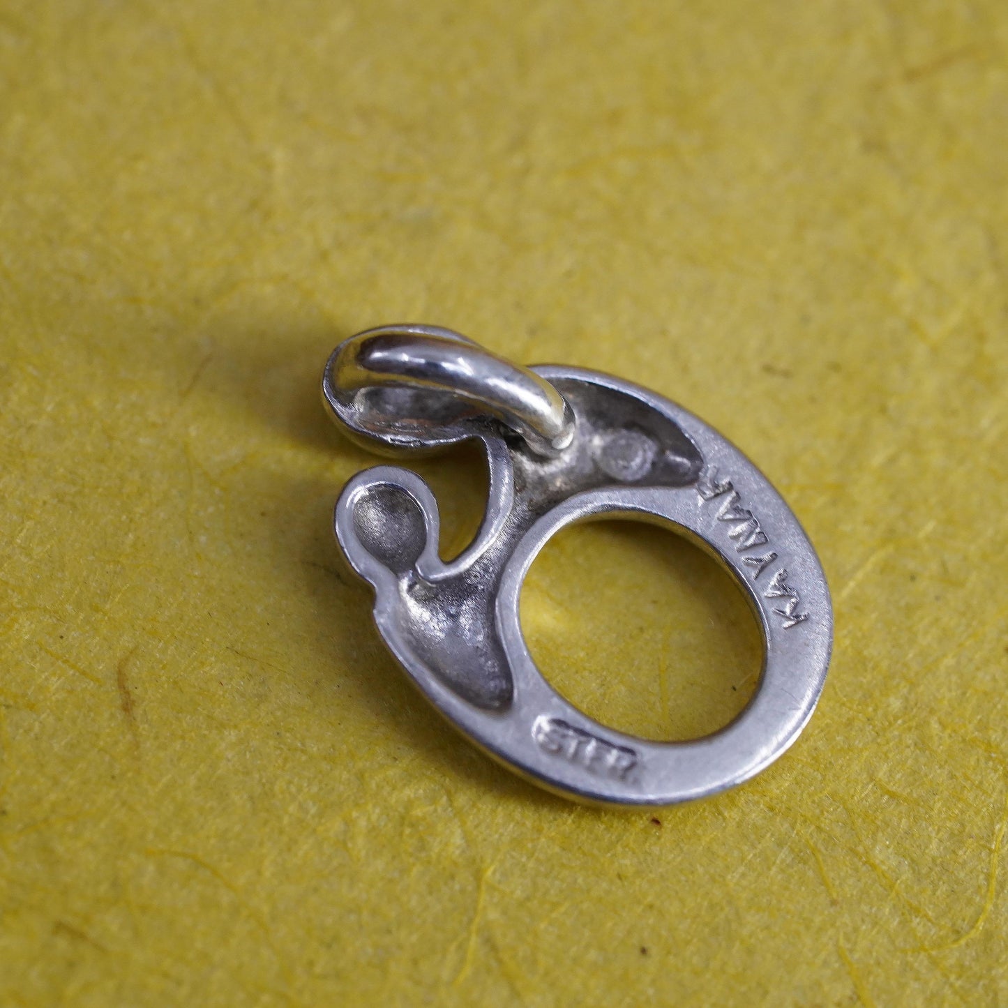 Vintage Sterling silver handmade prayer pendant, Simple 925 mother and baby