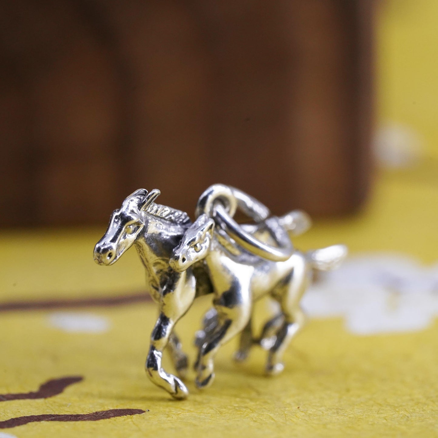 Vintage Sterling silver handmade charm, 925 mother horse pony pendant