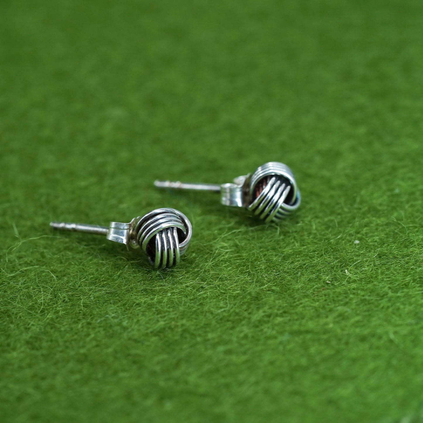 Vintage Sterling 925 silver handmade earrings, entwined cable studs