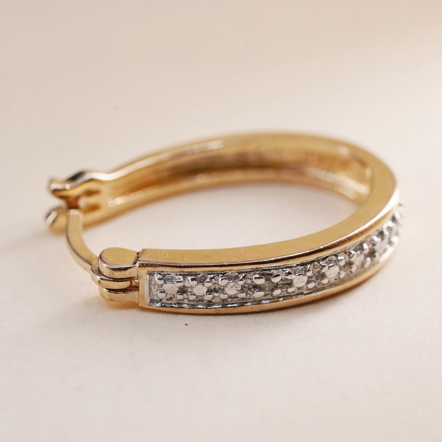 0.75", vermeil gold over sterling silver loop single earring, hoop diamond