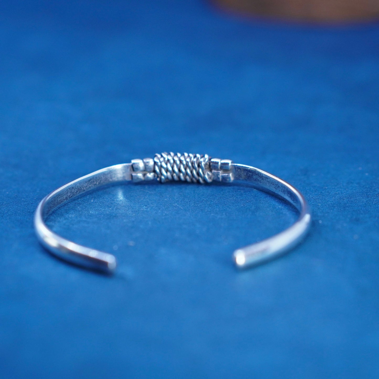 7”, vintage Mexican sterling silver handmade bracelet, 925 wrap cable cuff