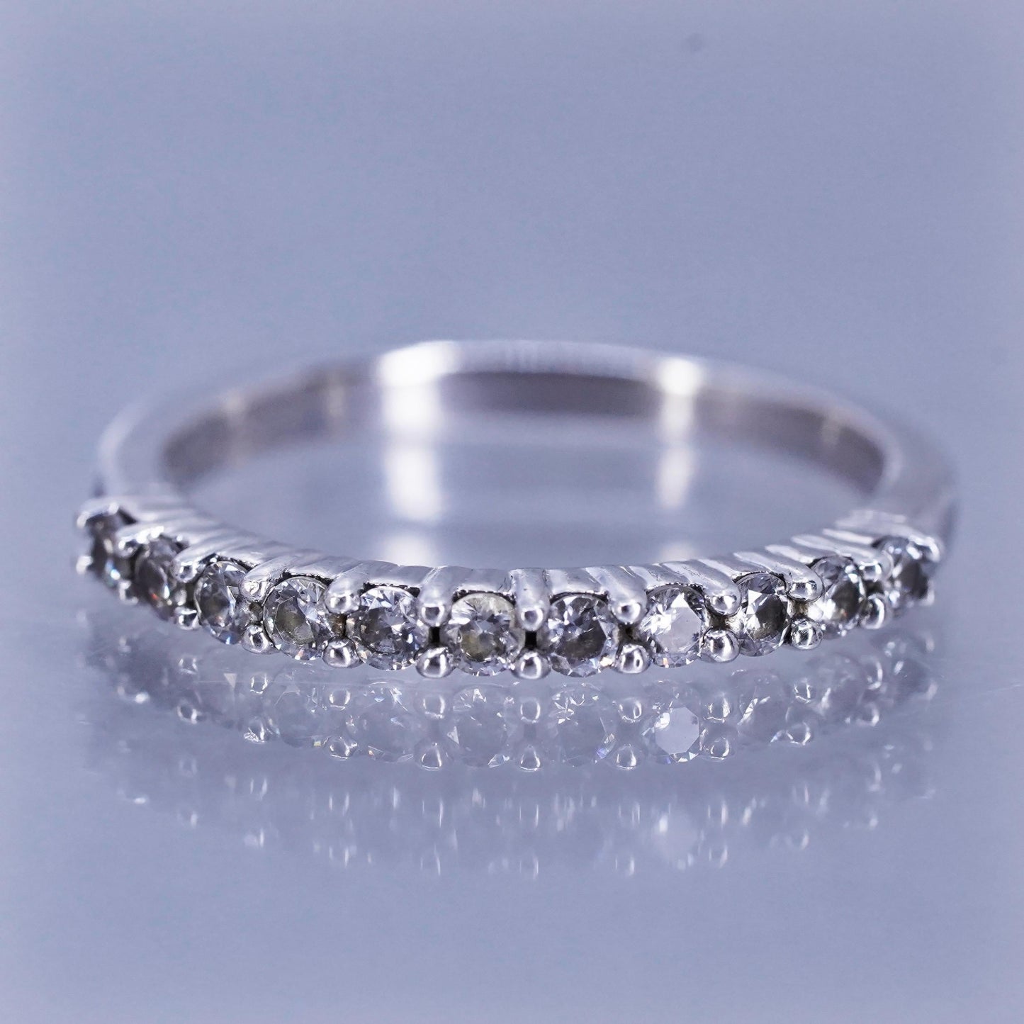Size 7, vintage Sterling 925 silver wedding ring, Cz band