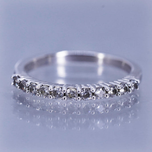 Size 7, vintage Sterling 925 silver wedding ring, Cz band